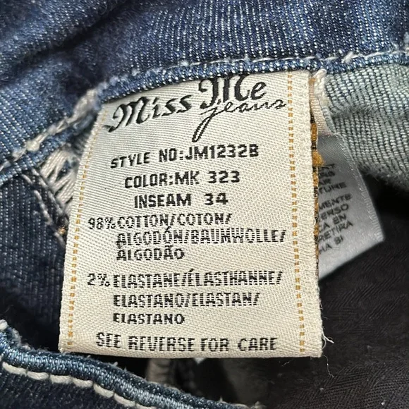 Miss Me Distressed Signature Boot Jean JM1232B Size 31 Inseam 34 Color MK 323 - Picture 5 of 17